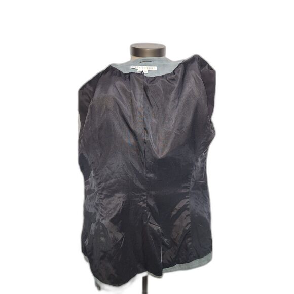 Veronica Beard Pali Fringed Suede Dickey Jacket Slate Blue Lambskin Size 8 - Picture 7 of 14